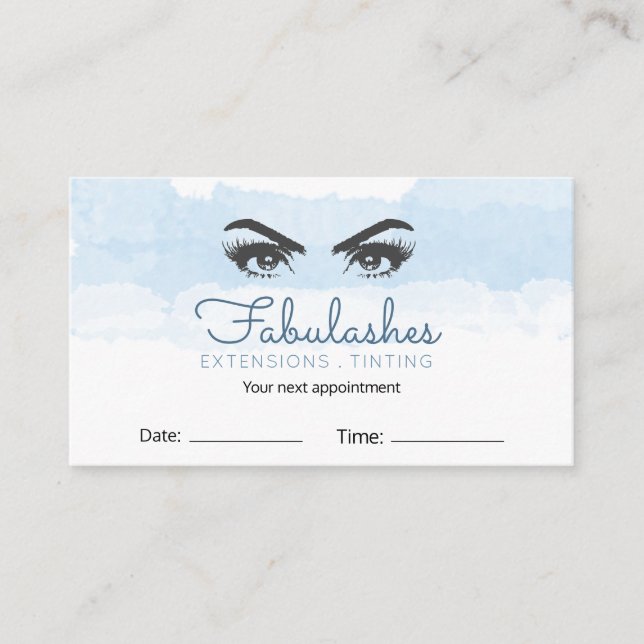 Abstrakt Pastel Blue Makeup Artist Eyelash Terminkarte (Vorderseite)