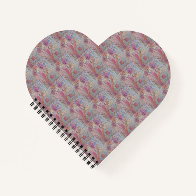 Abstrakt Pastel Floral Heart Notizbuch (Vorderseite)