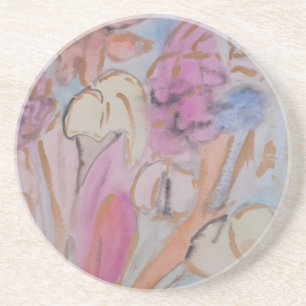 Abstrakt Pastel Floral Sandstone Untersetzer