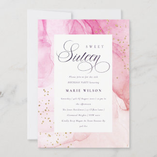 Abstrakt Pastel Pink Lila Sweet 16 Geburtstag Einladung