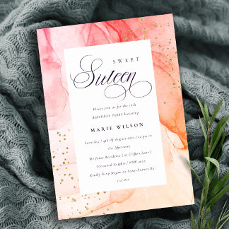 Abstrakt Pastel Pink Orange Sweet 16 Birthday Einladung