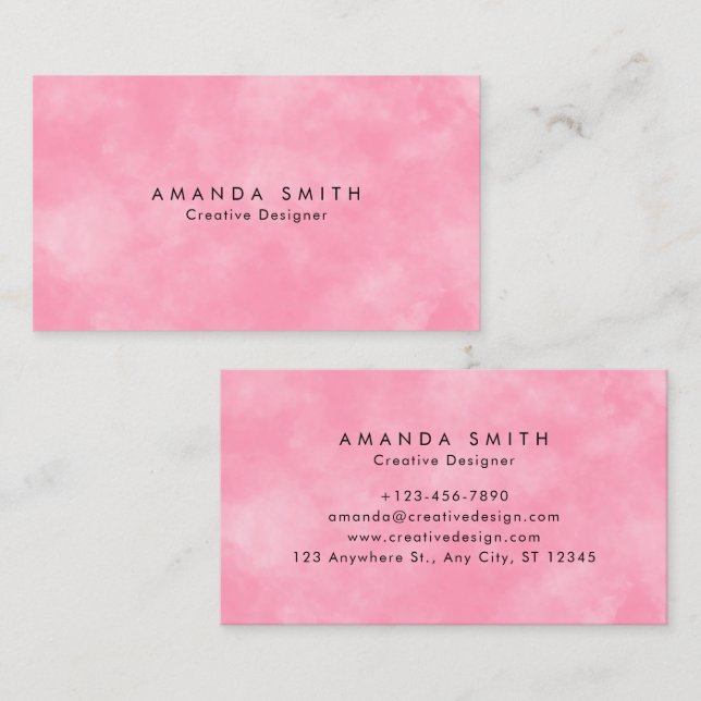 Abstrakt Pastel Pink Sky Wolken Personalisiert Visitenkarte (Vorne/Hinten)