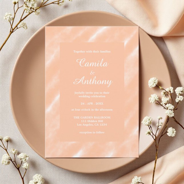 Abstrakt Peach Fuzz Wasserfarbe Fett Moderner Mini Einladung (Von Creator hochgeladen)