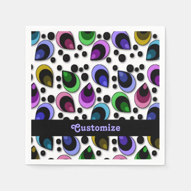 Abstrakt Peacock Feathers Pattern Napkins Serviette (Vorderseite)