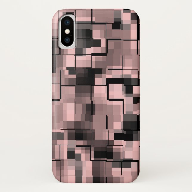Abstrakt Pellrosa Schwarz-weiß Grau Case-Mate iPhone Hülle (Rückseite)