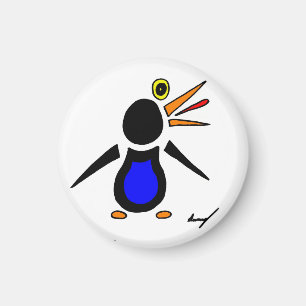 Abstrakt Penguin Round Magnet