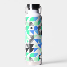 Abstrakt Personalisiert Blue Green Geometric Trinkflasche