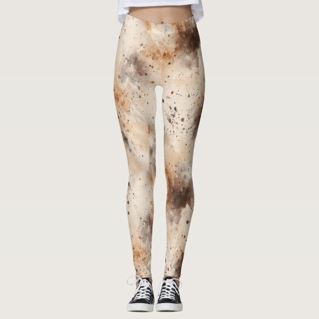 Abstrakt Pfirsichcreme Brown Leggings (Vorderseite)