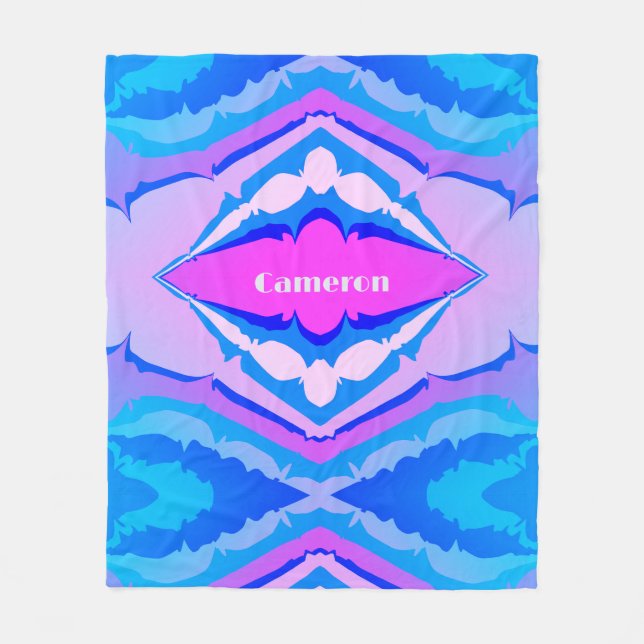 Abstrakt Pink Blau Personalisiert Modern Inspirivi Fleecedecke (Vorderseite)