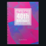 Abstrakt Pink Blue 40th Birthday Gast Book 10a Notizblock<br><div class="desc">Schöner abstrakter Hintergrund (rosa und blaue Quadrate) mit einem halbtransparenten weißen quadratischen Tag (winziger durchsichtiger Rand) für Name,  Datum und Geburtstag. Alles ist für dieses Gästebuch aus dem 40. Jahrhundert anpassbar. Vergessen Sie nicht die ganze Sammlung abstrakter Designs zum Geburtstag.</div>