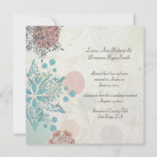 Abstrakt Pink Blue Floral Post Hochzeit Einladung