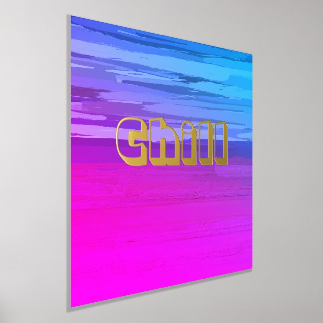 Abstrakt Pink Blue Ombre Gold Typografie Foliendrucke (Ablage )