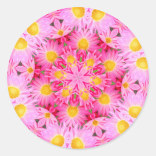 Abstrakt Pink Daisy Blume Runder Aufkleber