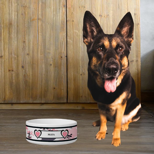 Abstrakt Pink Girly Personalisiert Dog Bowl/Hearts Napf (Von Creator hochgeladen)