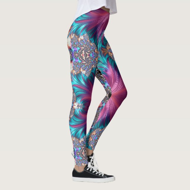 Abstrakt Pink Gold Grau Aqua Running Joggen Leggings (Rechts)