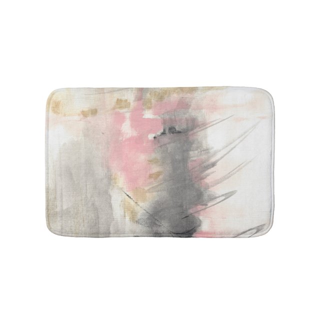 Abstrakt Pink Gold Grau Moderne Kunst Badematte (Vorderseite)