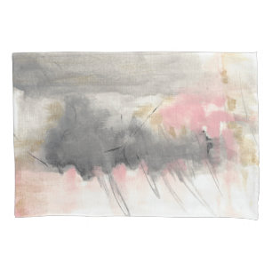 Abstrakt Pink Gold Gray Moderne Malerei Kissenbezug