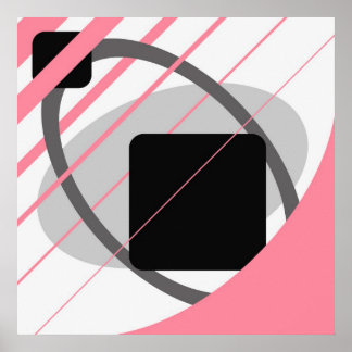 Abstrakt Pink Gray Off-White Black AP002 Poster
