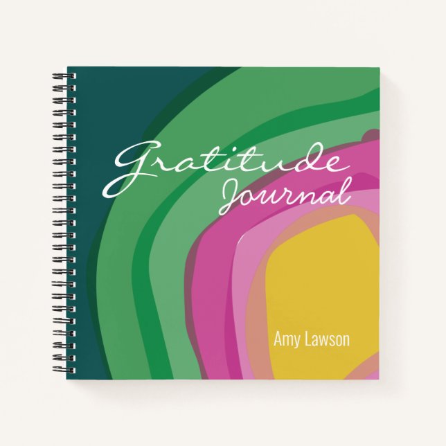 Abstrakt Pink Green Watercolor Dankesblatt Notizbuch (Vorderseite)