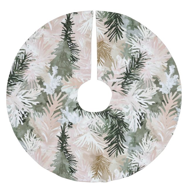 Abstrakt Pink Grüne Weihnachtsbäume Polyester Weihnachtsbaumdecke (Vorderseite)