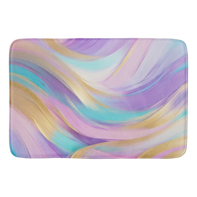 Abstrakt Pink Lilac Turquoise Gold Badematte (Vorderseite)