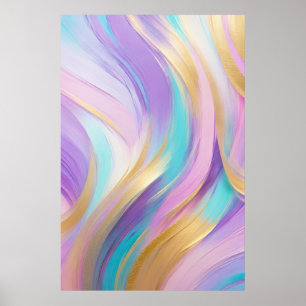 Abstrakt Pink Lilac Turquoise Gold Poster
