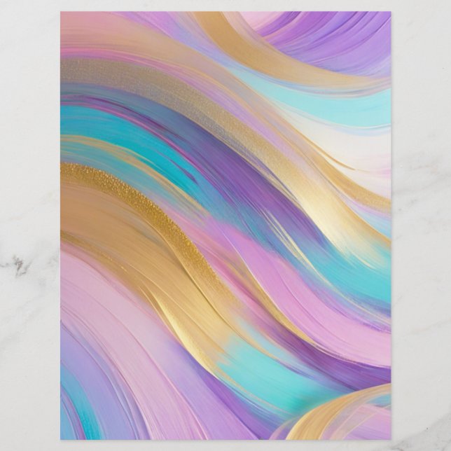 Abstrakt Pink Lilac Turquoise Gold Scrapbook (Vorderseite)