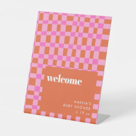 Abstrakt Pink Orange Benutzerdefinierte Baby Showe Sockelschild