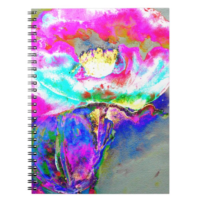Abstrakt Pink Poppy, Aquarellblütenmalerei Notizblock (Vorderseite)