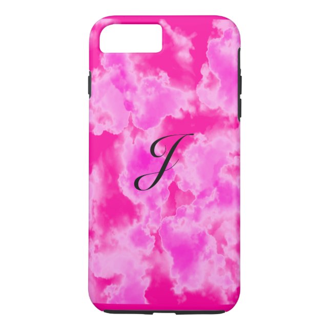 Abstrakt Pink Sky Muster Monogram iPhone Case (Rückseite)