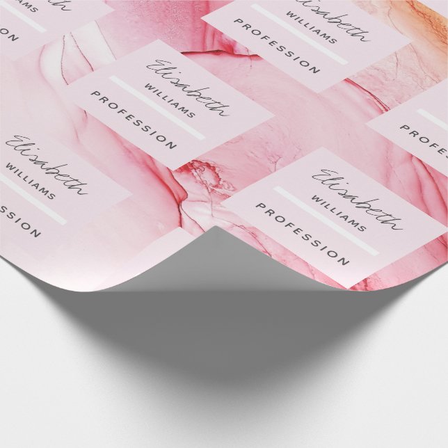 Abstrakt Pink Tinte Paint modern Personalisiert Geschenkpapier (Ecke)