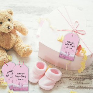Abstrakt Pink Watercolor Kinderdusche Geschenkanhänger