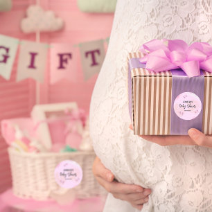 Abstrakt Pink Watercolor Kinderdusche Runder Aufkleber