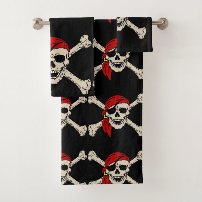 Abstrakt Pirate, Text hinzufügen Badhandtuch Set (Insitu)