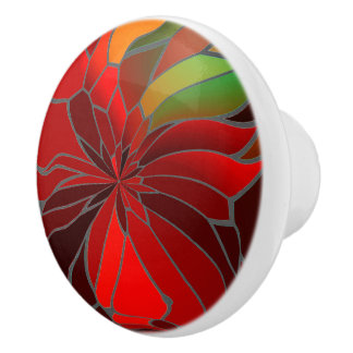Abstrakt Poinsettia Keramikknauf