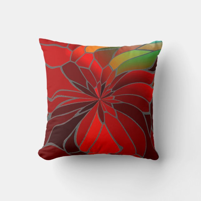 Abstrakt Poinsettia Kissen (Vorderseite)
