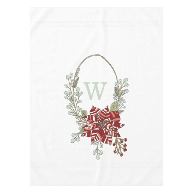 Abstrakt Poinsettia Monogramm Holiday Tablette Tischdecke (Vorderseite)
