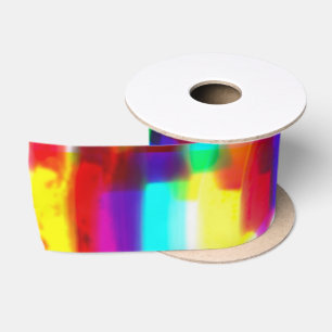 Abstrakt Popart Primäres Rainbow Ribbon Satinband
