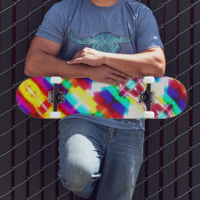 Abstrakt Popart Primary Rainbow Skateboard (Außenbereich 3)