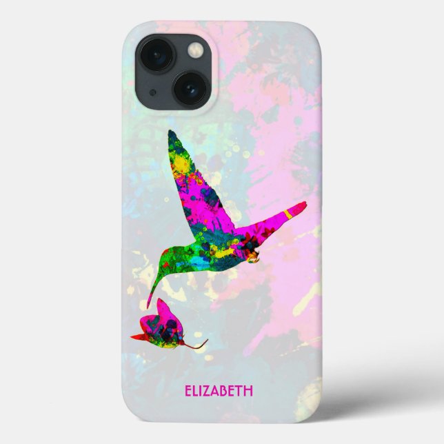 Abstrakt Psychedelic Colorful Hummingbird Case-Mate iPhone Hülle (Rückseite)