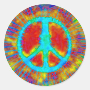 Abstrakt Psychedelic Fine Krawatte Dye Peace Sign Runder Aufkleber