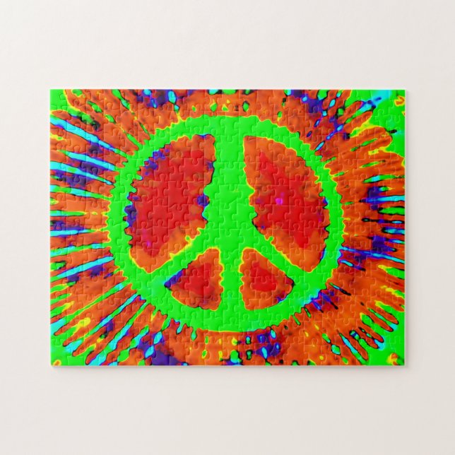 Abstrakt Psychedelic Krawatte Dye Peace Sign (Horizontal)