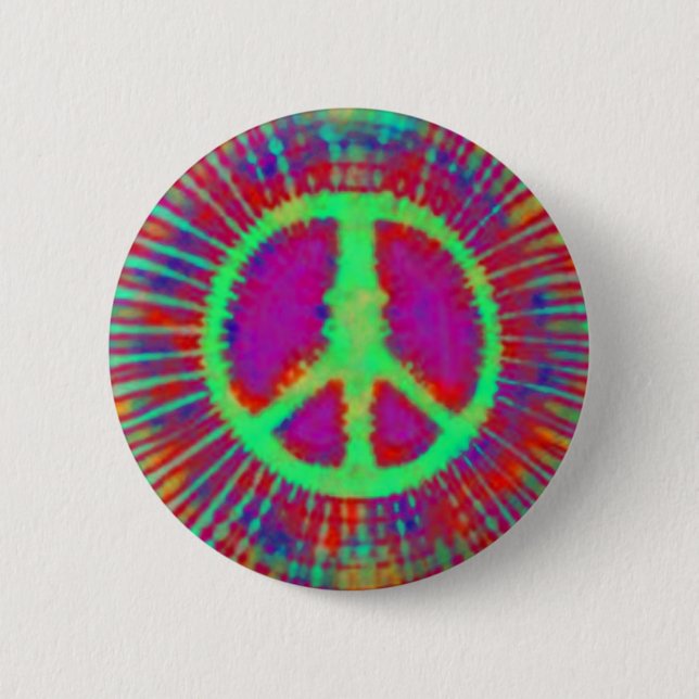 Abstrakt Psychedelic Krawatte Dye Peace Sign Button (Vorderseite)