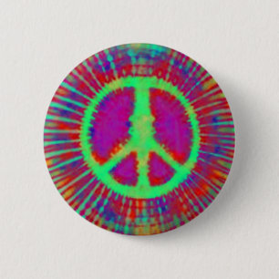 Abstrakt Psychedelic Krawatte Dye Peace Sign Button