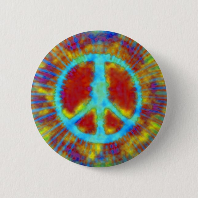 Abstrakt Psychedelic Krawatte Dye Peace Sign Button (Vorderseite)