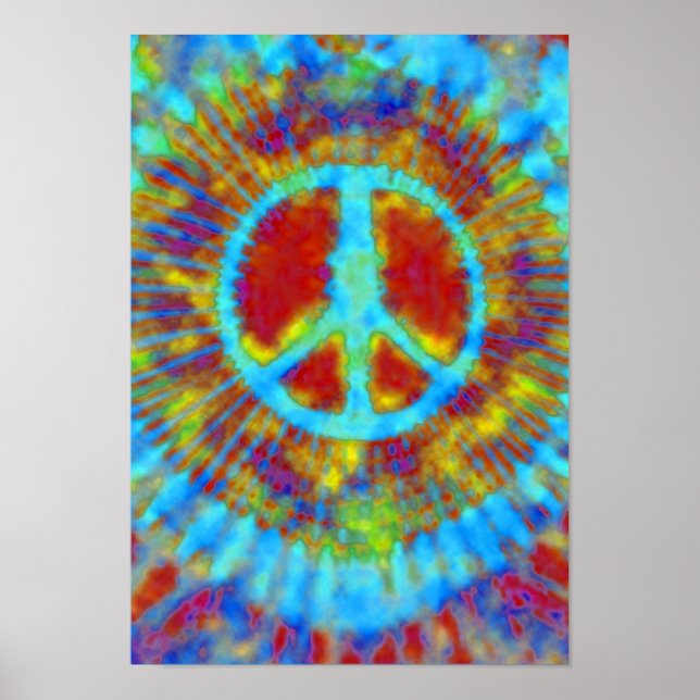 Abstrakt Psychedelic Krawatte Dye Peace Sign Poster (Vorne)