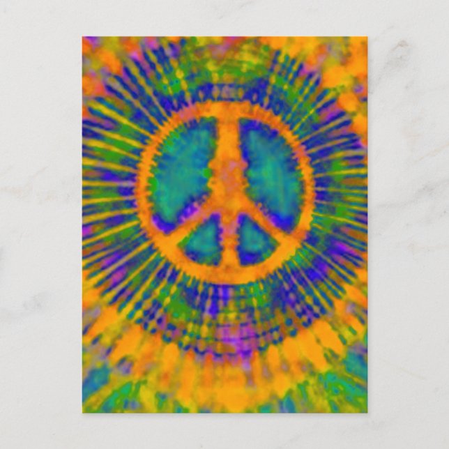 Abstrakt Psychedelic Krawatte Dye Peace Sign Postkarte (Vorderseite)