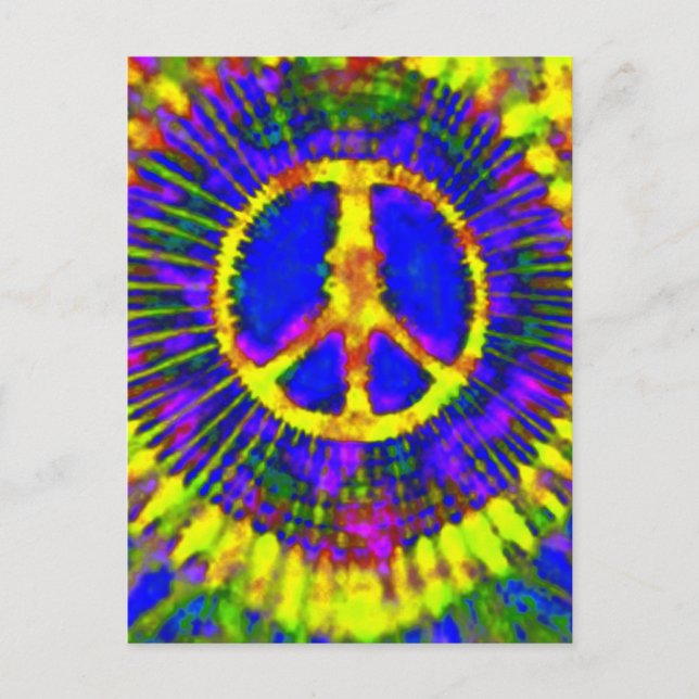 Abstrakt Psychedelic Krawatte Dye Peace Sign Postkarte (Vorderseite)