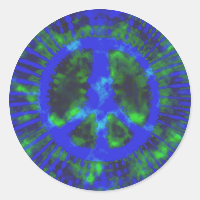 Abstrakt Psychedelic Krawatte Dye Peace Sign Runder Aufkleber (Vorderseite)