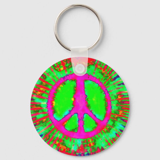 Abstrakt Psychedelic Krawatte Dye Peace Sign Schlüsselanhänger (Vorderseite)